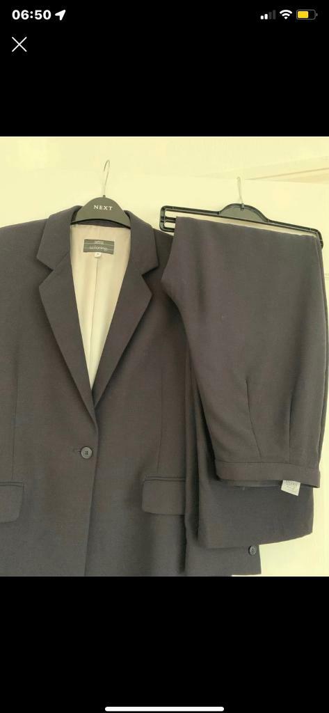 LADIES M\u0026S PETITE TROUSER SUIT NAVY 